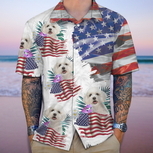 Custom Photo With America Flag For Dog Lover Hawaii Shirt TH10 63297