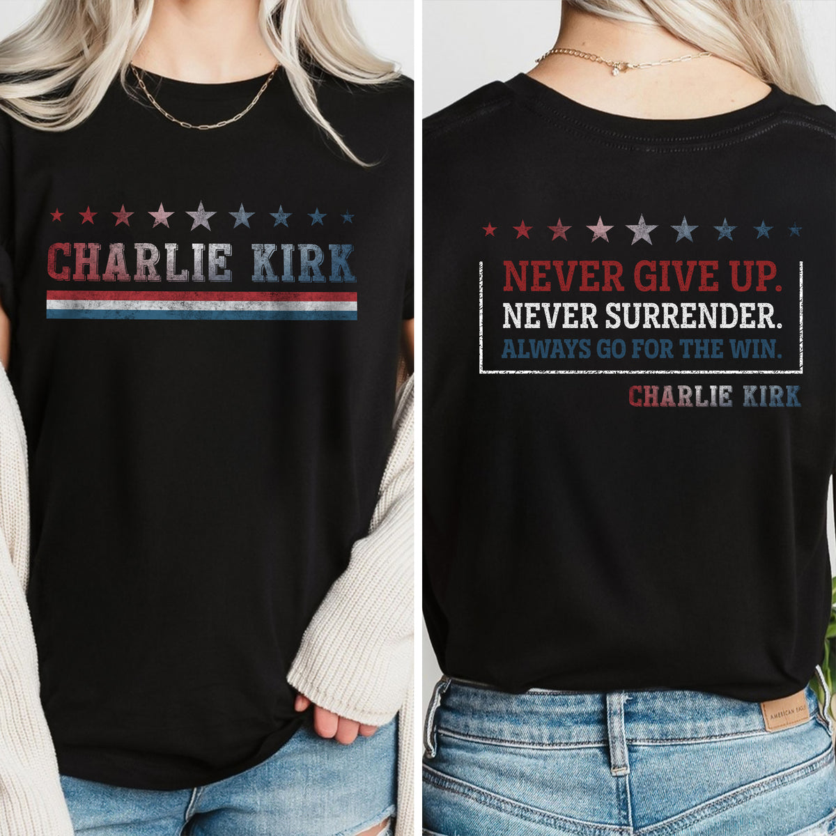 A True Patriot Charlie Kirk - Human Rights & Free Speech Back and Front Shirt LM32 65759