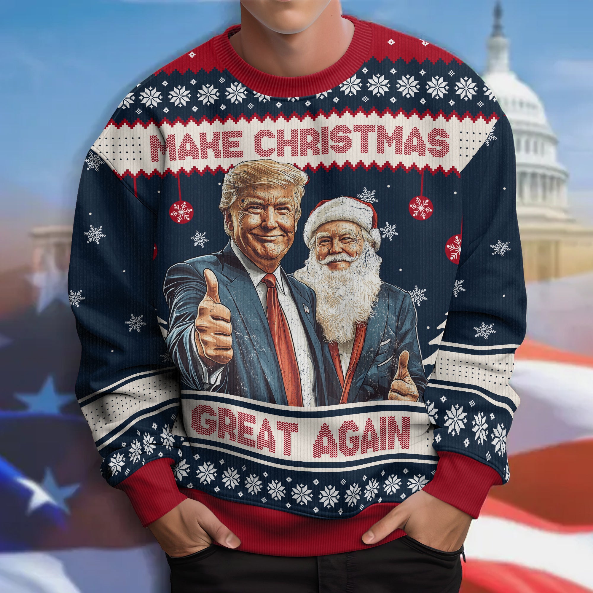 Trump Make Christmas Great Again Funny Ugly Sweater HA75 63717