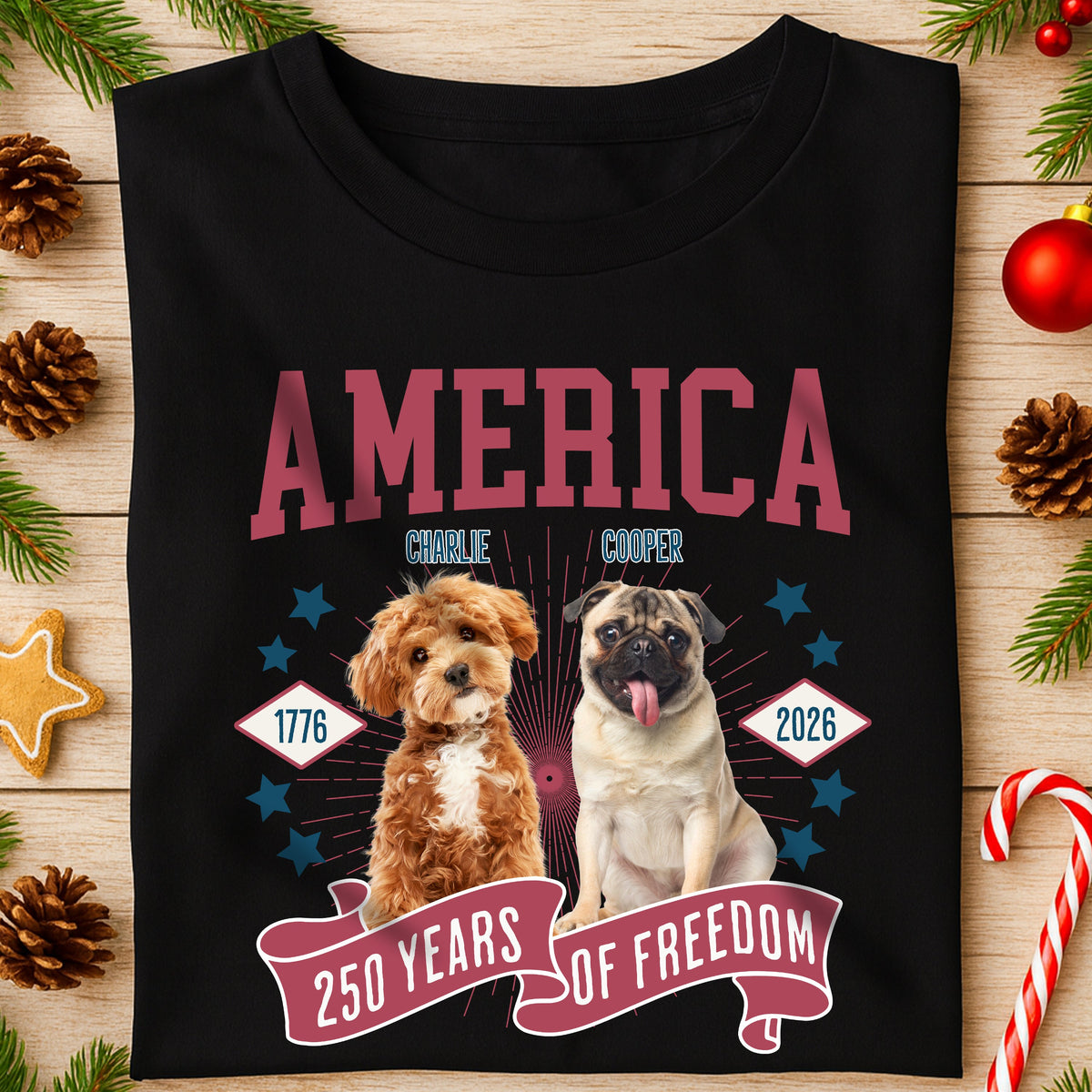 Custom Dog Photo America 250th Anniversary Eagle Dark Shirt LM32 895239