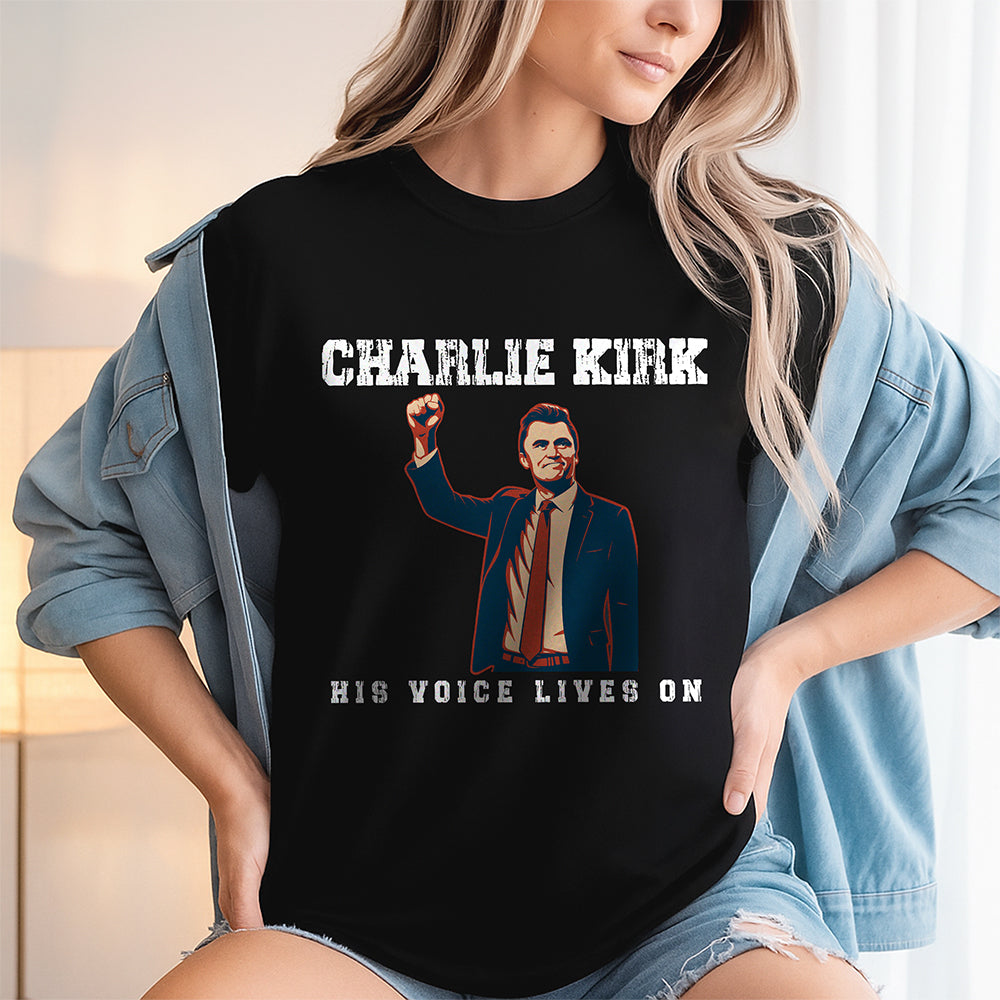 Pray For Charlie Kirk 1993 - 2025, His Voice Lives On Dark Shirt TH10 64397