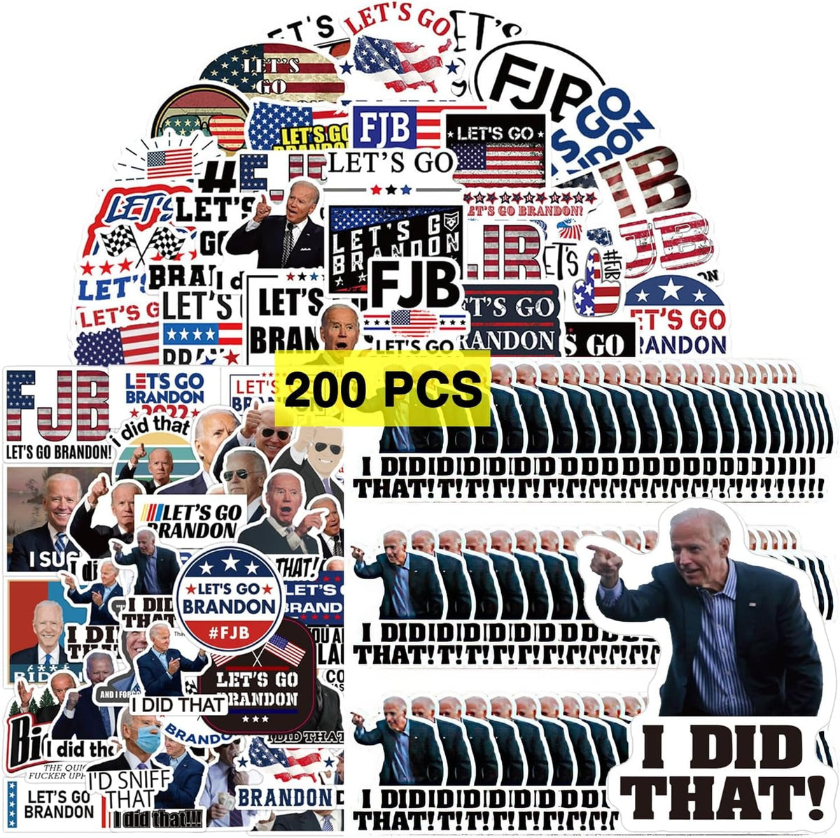 Trump 2024 Stickers (200 Pcs) Patriotic American Support Sticker Make America Great Again Decor USA Flag Decal Gifts Merch for Laptop Window Luggage Guitar Skateboard