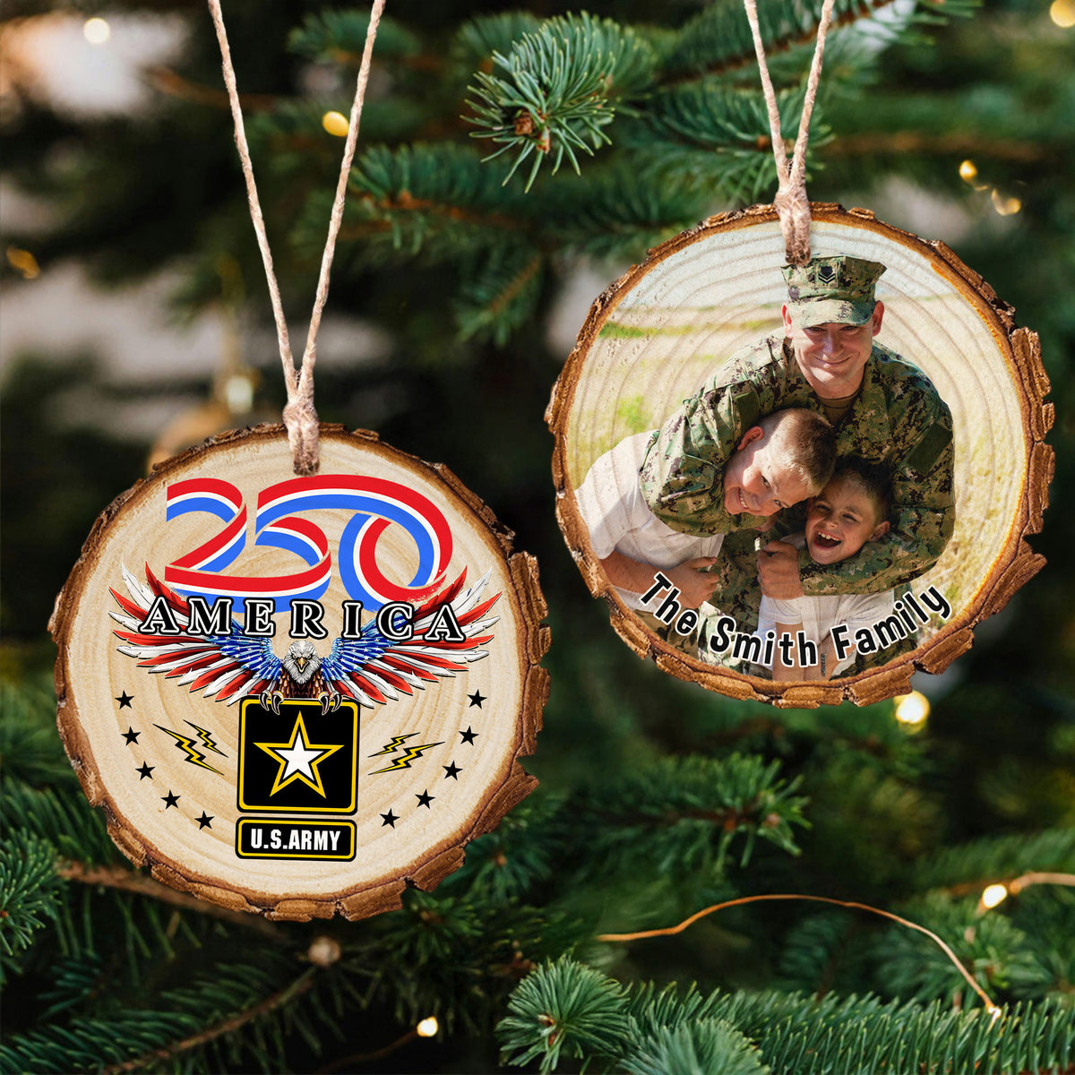 Custom Photo US Army Wood Slice Ornament N369 64599