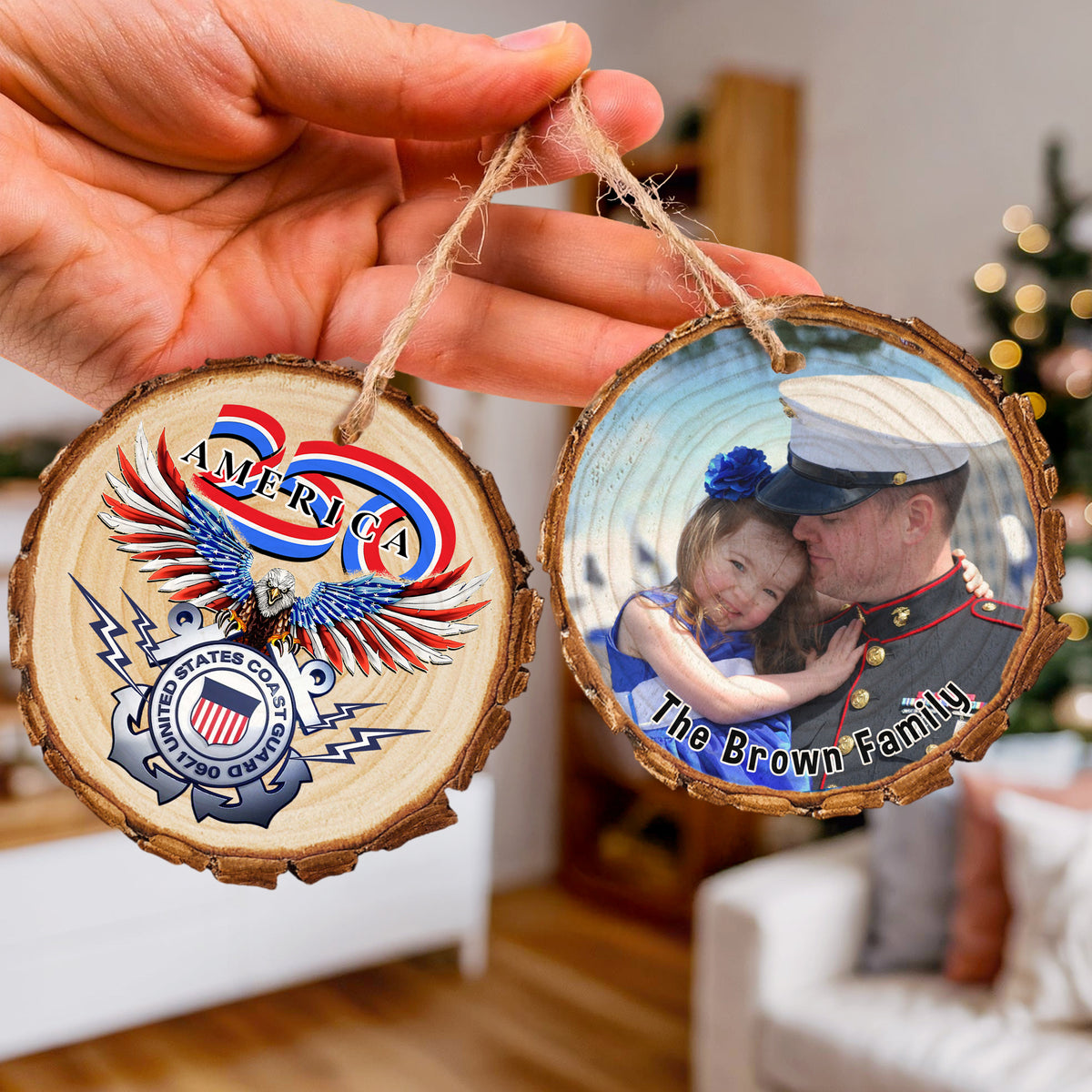 Custom Photo US Coast Guard Wood Slice Ornament N369 64603
