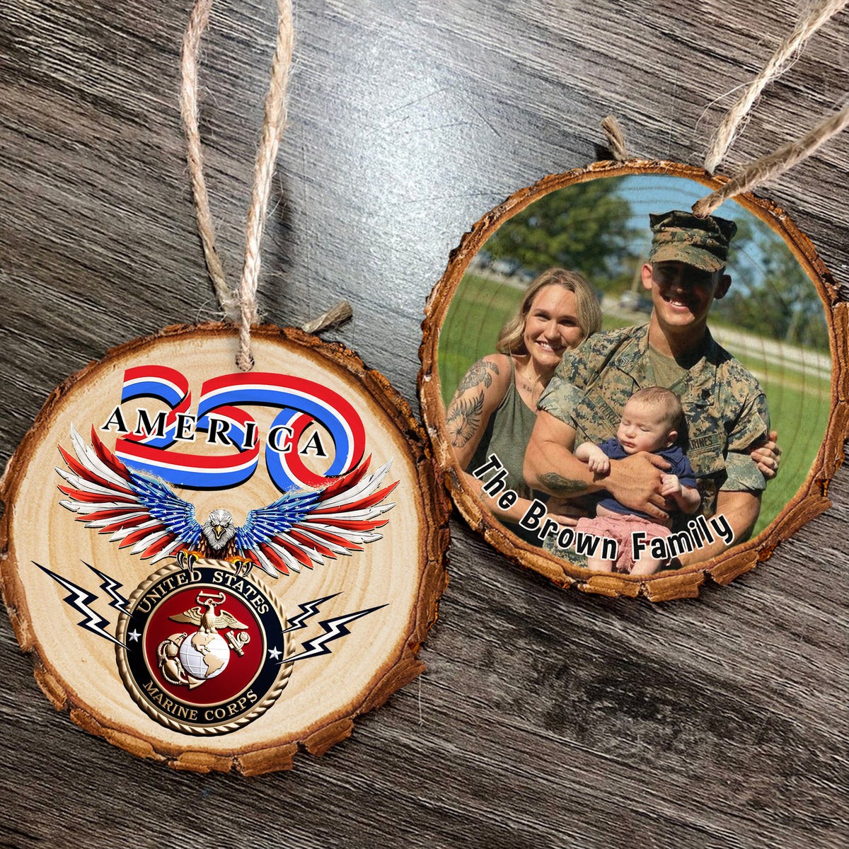 Custom Photo US Marin Corps Wood Slice Ornament N369 64607
