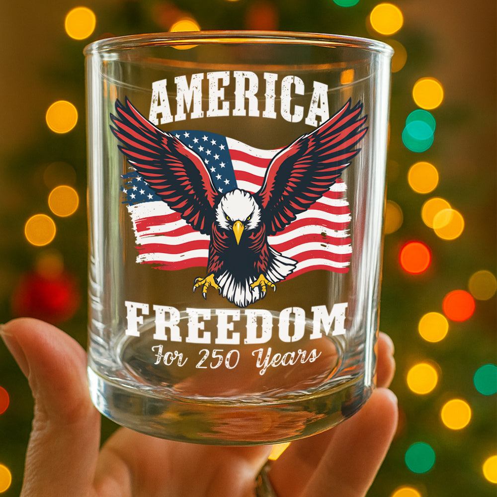 America 250 Years of Freedom Patriotic Eagle Flag Whiskey Glass HA75 897342