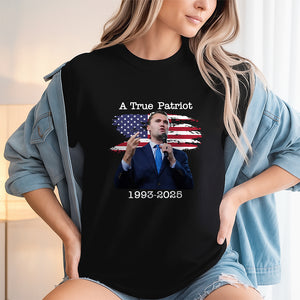 A True Patriot Charlie Kirk With US Flag Dark Shirt HO82 65904