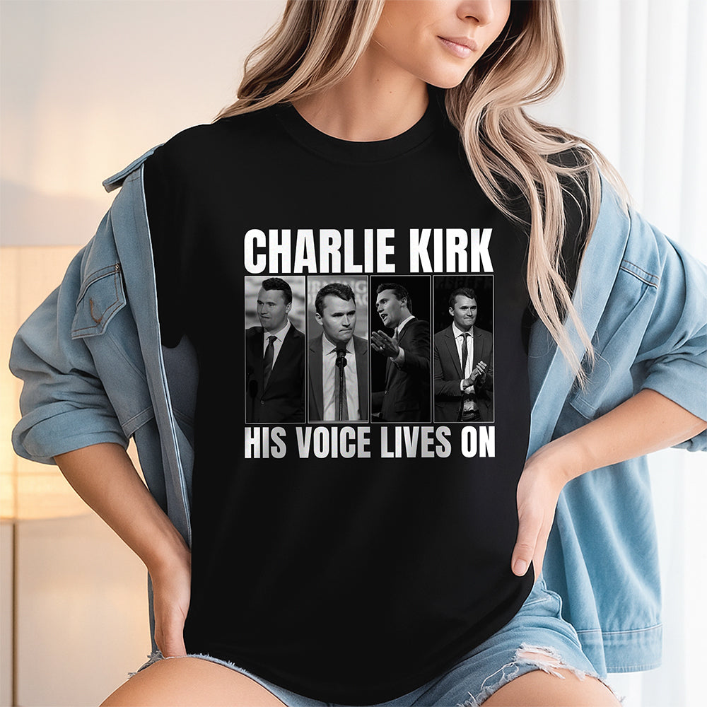 Charlie Kirk His Voice Lives On Dark Shirt HO82 65896