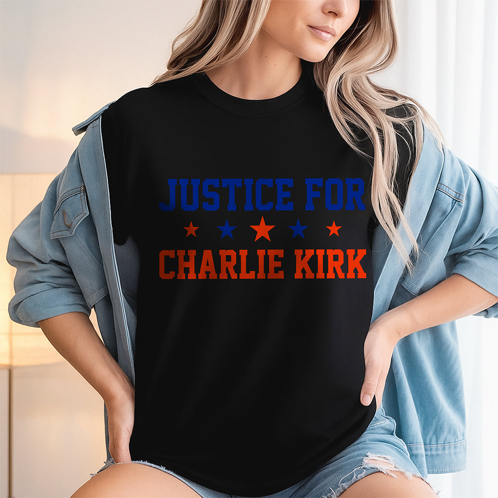 Justice For Charlie Kirk With Star Dark Shirt HO82 65860