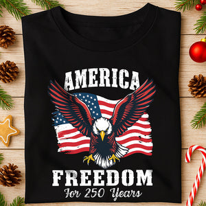 America 250 Years of Freedom Patriotic Eagle Flag Dark Shirt HA75 897136