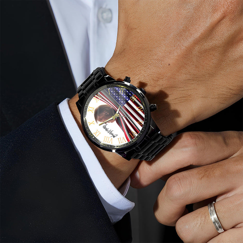 Make America Great Again Trump Signature US Flag Wrist Watch HA75 64392