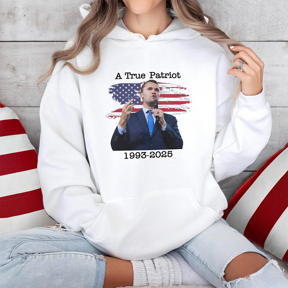 A True Patriot Charlie Kirk With US Flag Bright Shirt HO82 65906