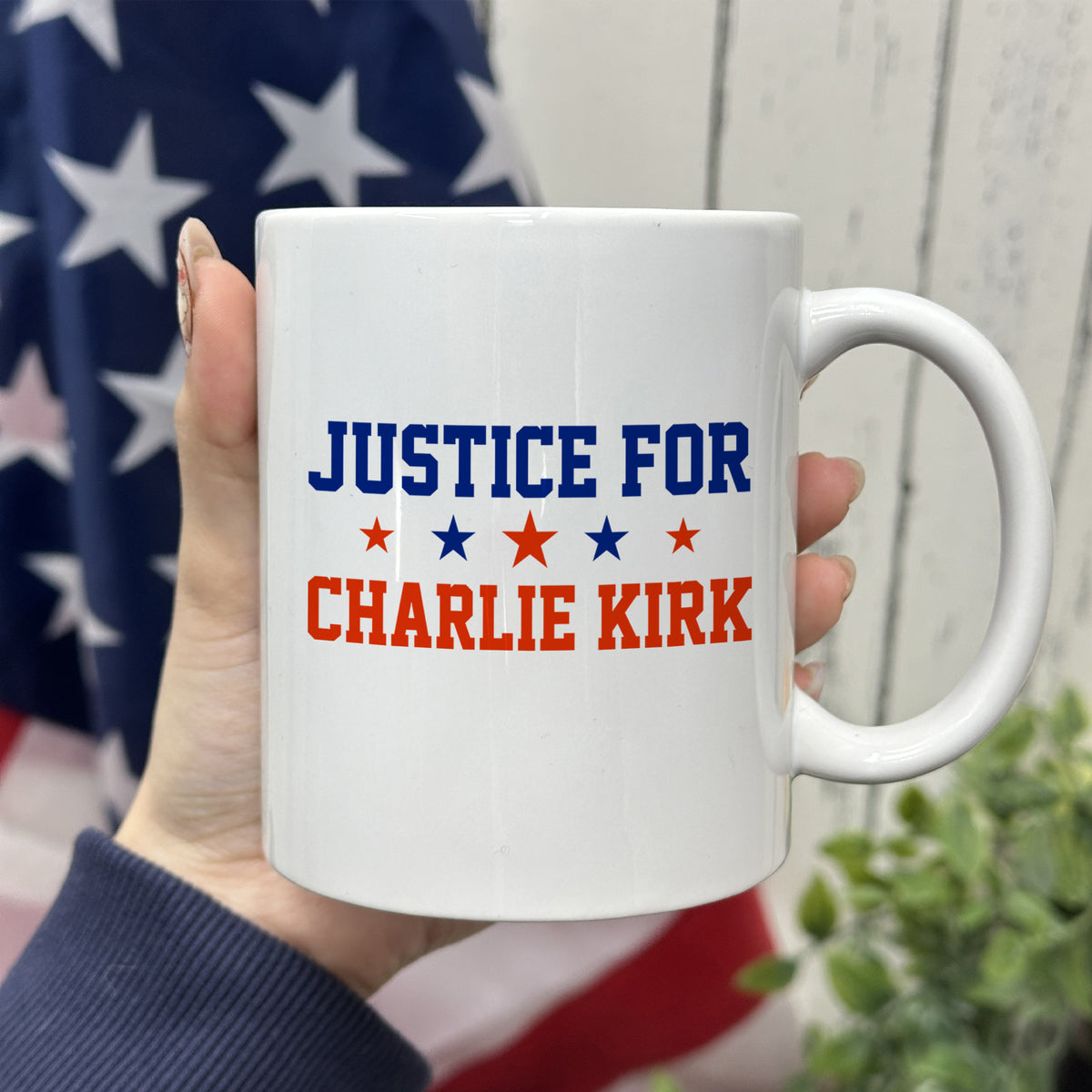 Justice For Charlie Kirk With Star White Mug HO82 65856