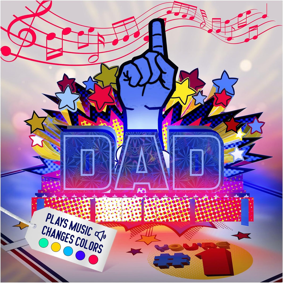 Fathers Day Card Lights & Music Pop Up, Plays 'All Star' Song, Happy Fathers Day Card from Daughter, Father'S Day Cards for Husband, Fathers Day Card from Son, Fathers Day Cards, 1 Best Dad Ever Card