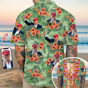 Custom Trump Photo With Floral Pattern Hawaii Shirt TH10 62508