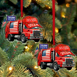 Trump Vance MAGA 2024 Garbage Truck Acrylic Ornament HO82 65330