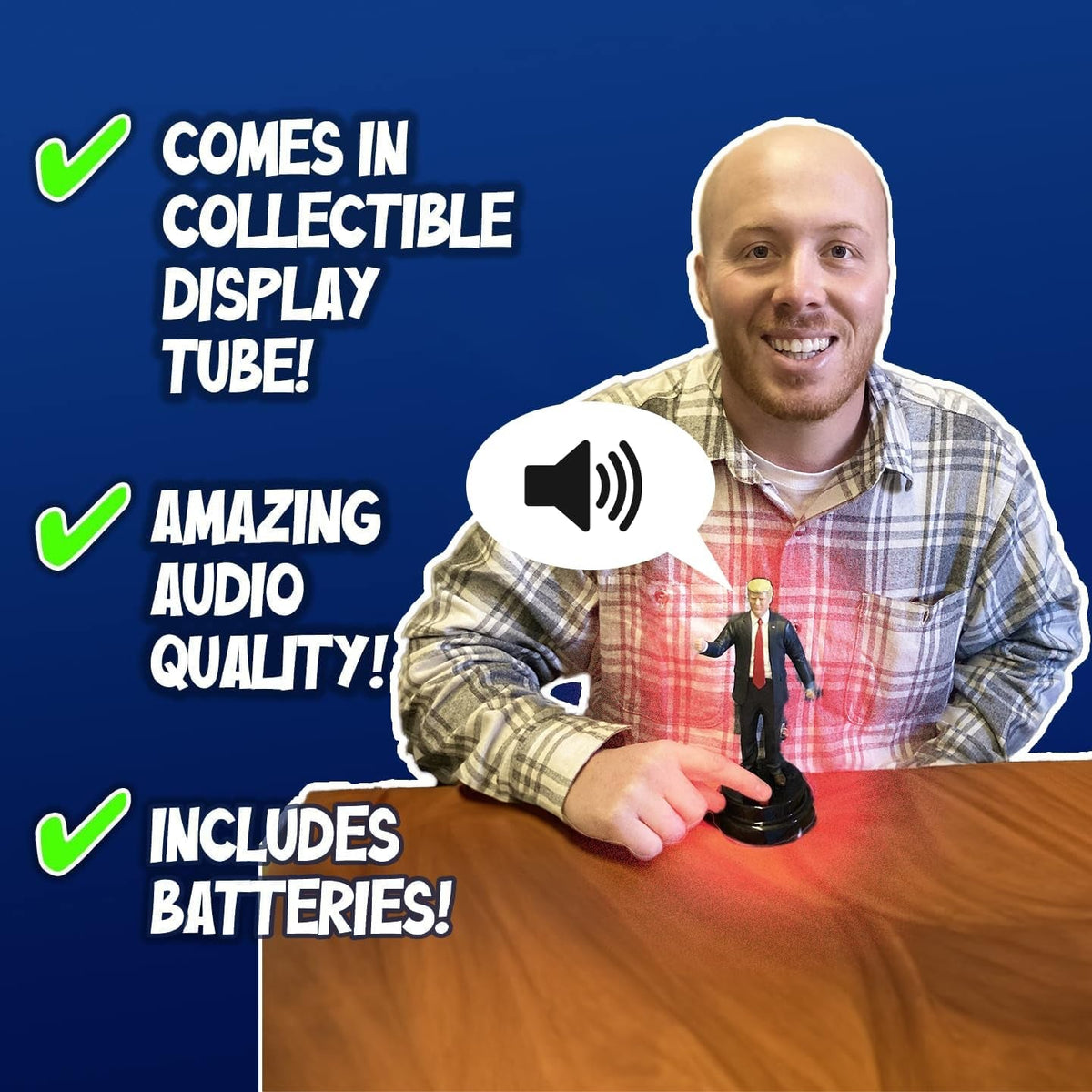 Talking Donald Trump Figure - Says 17 Lines in Trump'S REAL Voice, Donald Trump Gifts for Men, Funny Trump Gifts, Trump 2024, USA Trump Bobblehead, Political Gifts for Desk, USA Funny