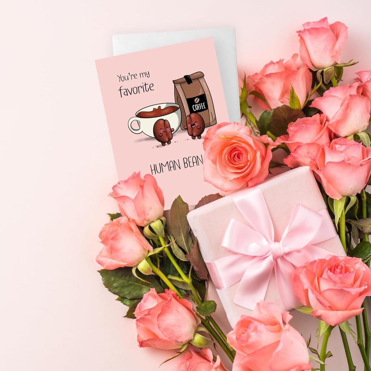 Coffee Anniversary Birthday Card, Father'S Day Card, for Her Him/Funny Card for Boyfriend Girlfriend/Husband Wife/Handmade Greeting Card (You'Re My Favorite Human Bean)