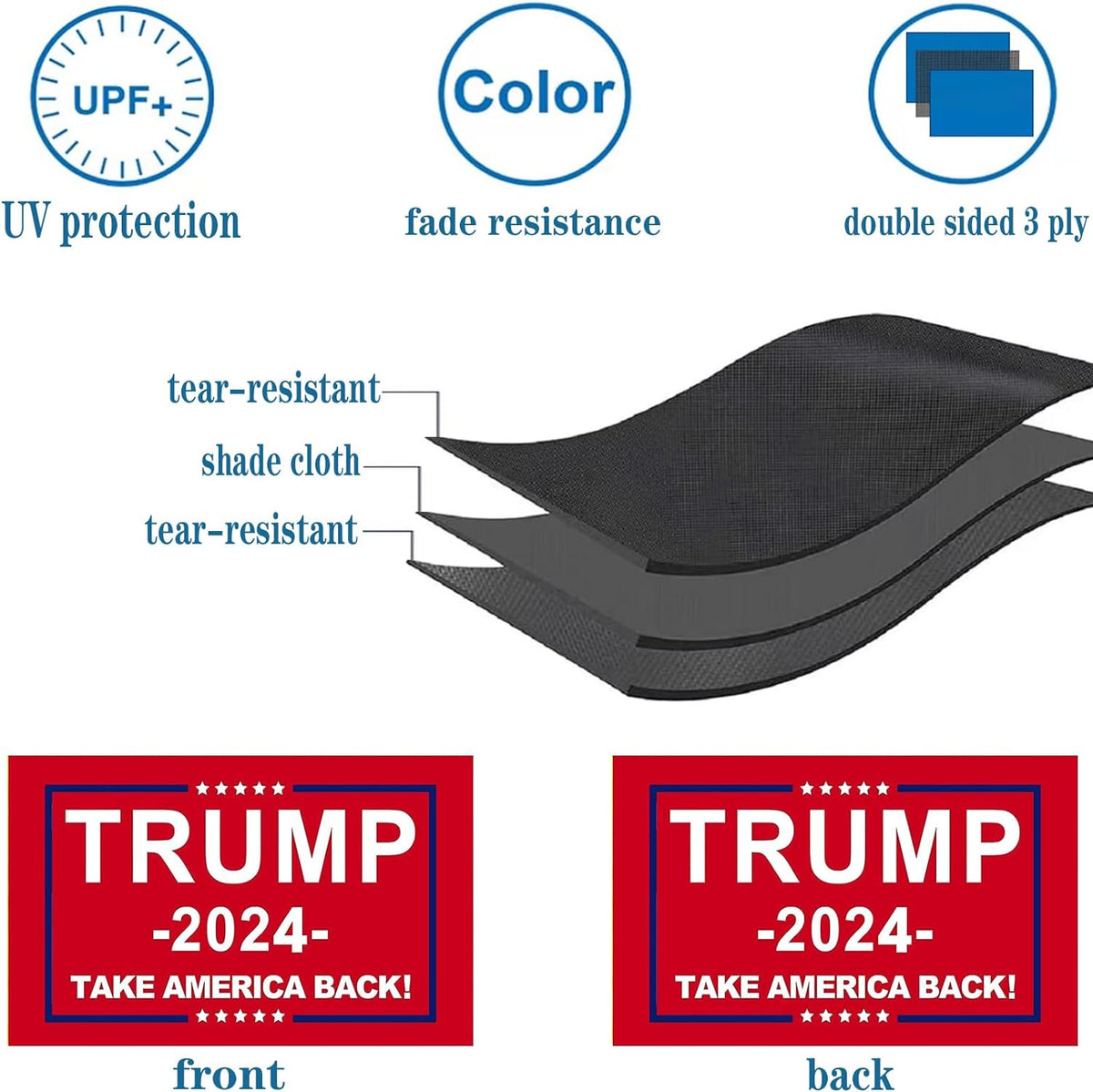 Trump 2024 Flags 3X5 Outdoor Made in Usa-Double Sided 3 Ply Heavy Duty Red Take America Back Trump Flags Banner for outside with 2 Brass Grommets UV Protection Fade Resistant for Indoor Outdoor