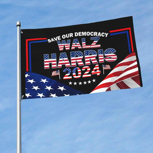 Kamala Harris Walz save Our Democracy 2024 3X5 FT Garden Flag - Lightweight Single-Side Banner for Home, Lawn, Balcony,And Party Decorations- Outdoor Decor Flags