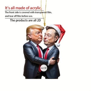 Trump & Musk Acrylic Ornament - Sparkling Holiday Decor for Car, Christmas Tree HA75 64024