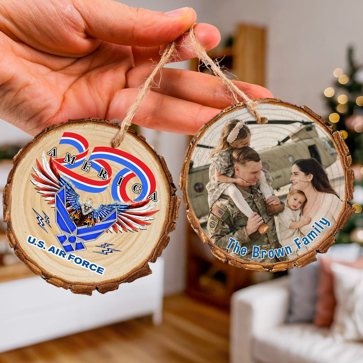 Custom Photo America 250 US Air Force Wood Slice Ornament N369 64597
