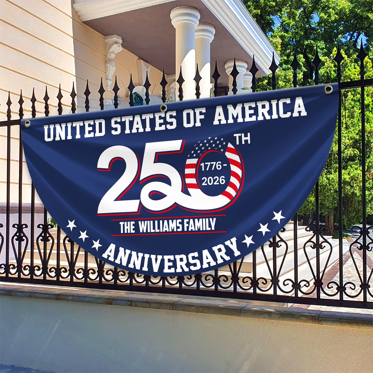 Patriotic 250th Anniversary 1776 2026 United States of America Non-Pleated Fan Flag LM32 897747