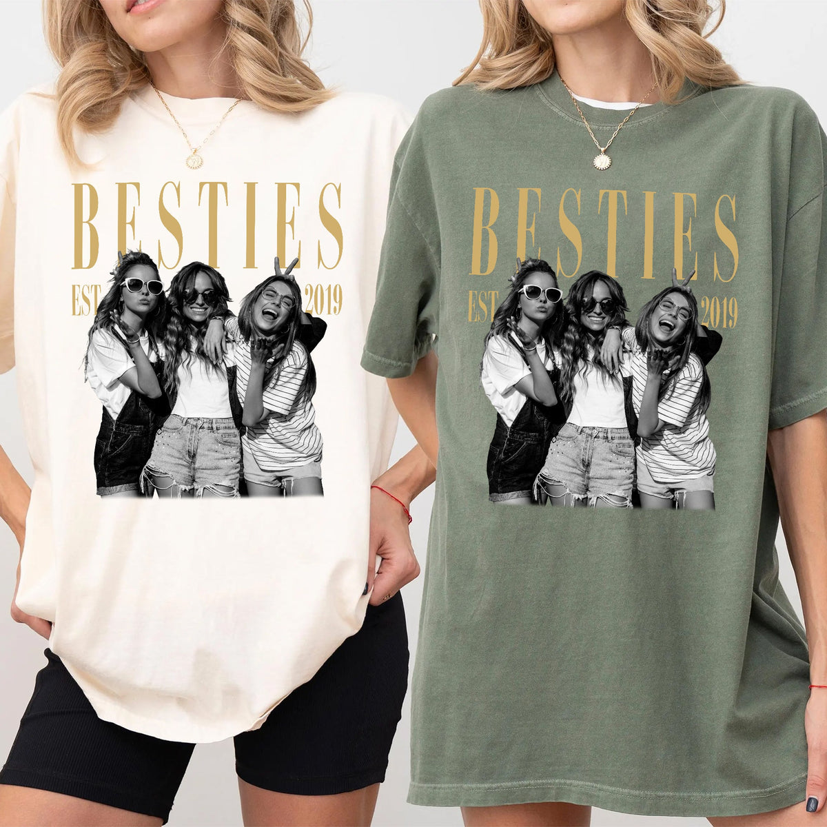 Custom Photo Vintage Photo Bestie Comfort Shirt Friendship Gift, Birthday Gift for Friend, BFF HA75 921800