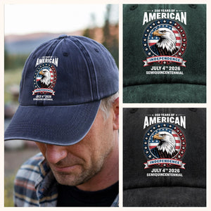 250 Years of America Anniversary Independence Day 2026 Washed Denim Baseball Cap CH07 896760
