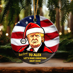 Let's Make Christmas Great Again Trump Ceramic Ornament HA75 63336