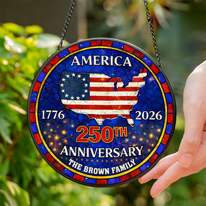 Personalized Family Name America 250th Anniversary Stained Glass Suncatcher HO82 901500