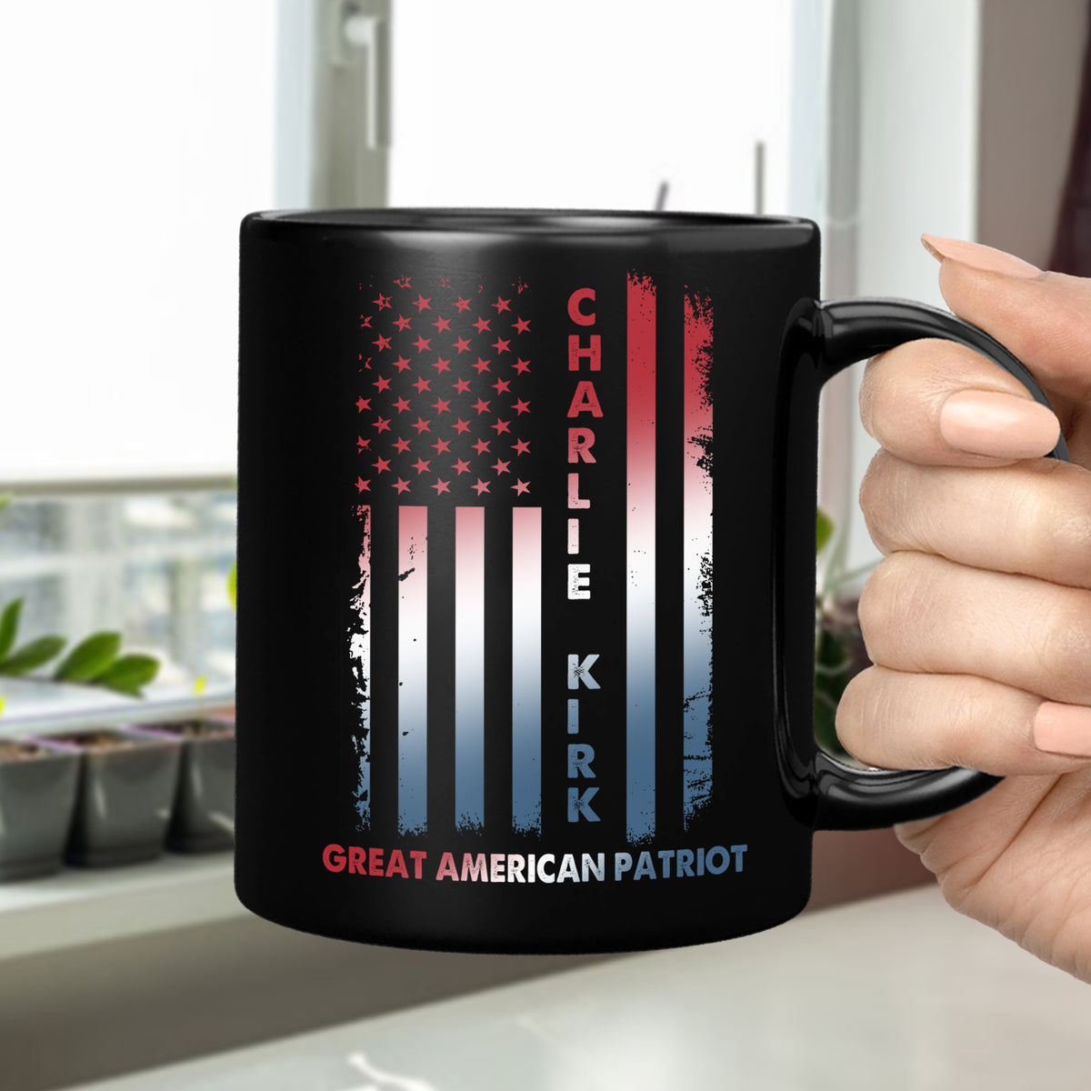 Pray For Charlie Kirk Great American Patriot Memorial Black Mug LM32 65487