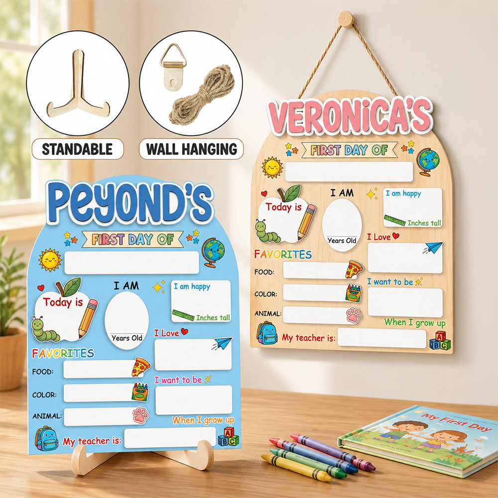 Personalized First Day of School Sign, Custom Back to School Wooden Board CH07 911868