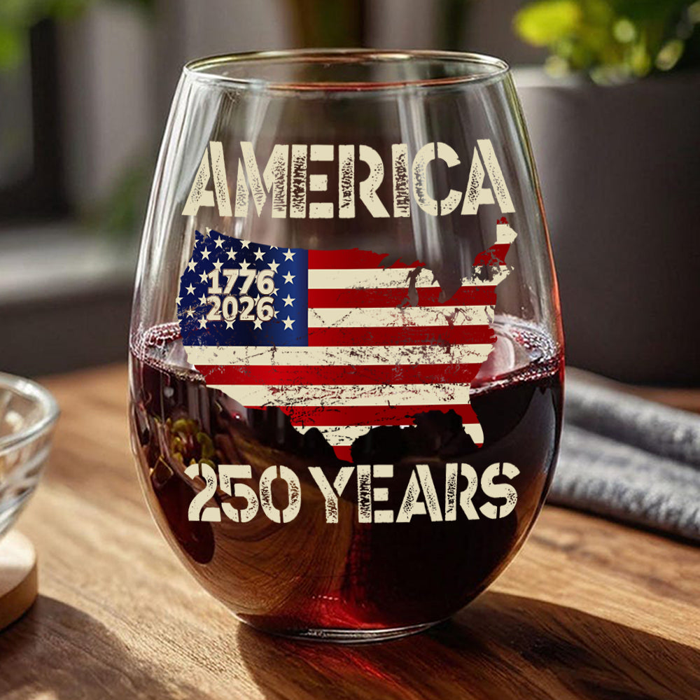 250 Years America Anniversary 250th Independence Day Wine Glass HA75 897358