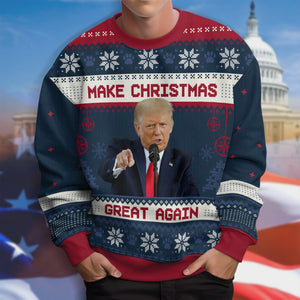 Personalized Make Christmas Great Again Trump All-Over-Print Ugly Sweater HO82 65160