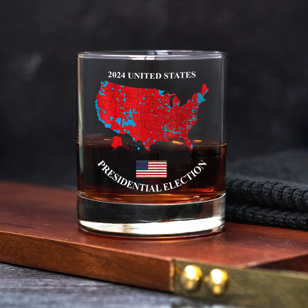 Trump US Presidential Election 2024 Map Whisky Glass Christmas Gifts HA75 67066