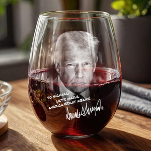 Personalized President Donald Trump Autographed Wine Glass HA75 64370