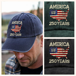 250 Years America Anniversary 250th Independence Day Washed Denim Baseball Cap HA75 897362