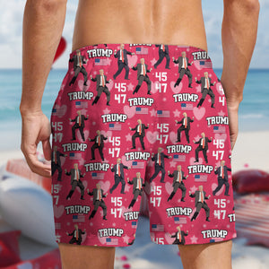 Trump 45 47 Dancing Trump Valentine's Day Gift Beach Short HA75 64256