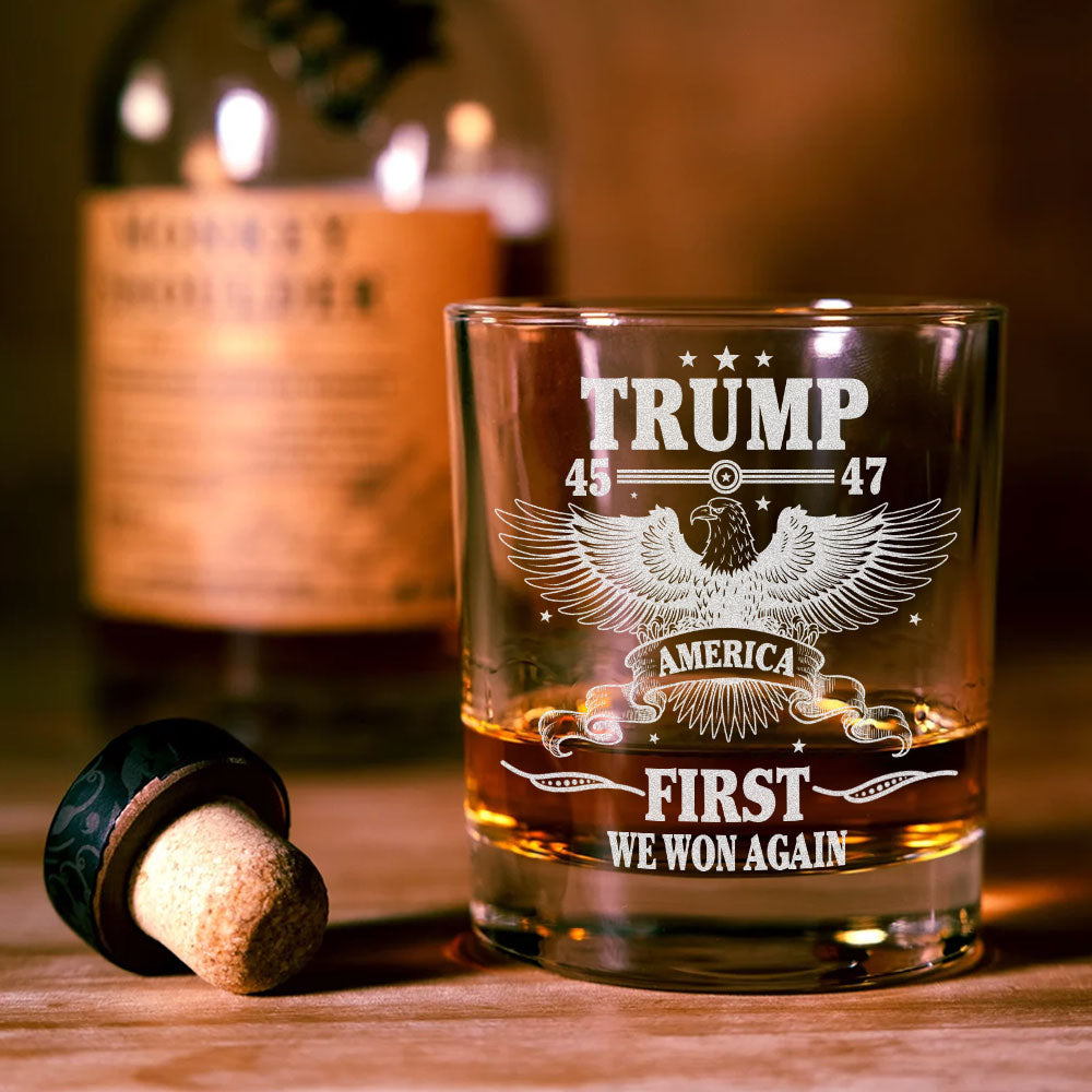 Proud To Stand With Our President Trump US Election Engraved Whiskey Glass HO82 65298