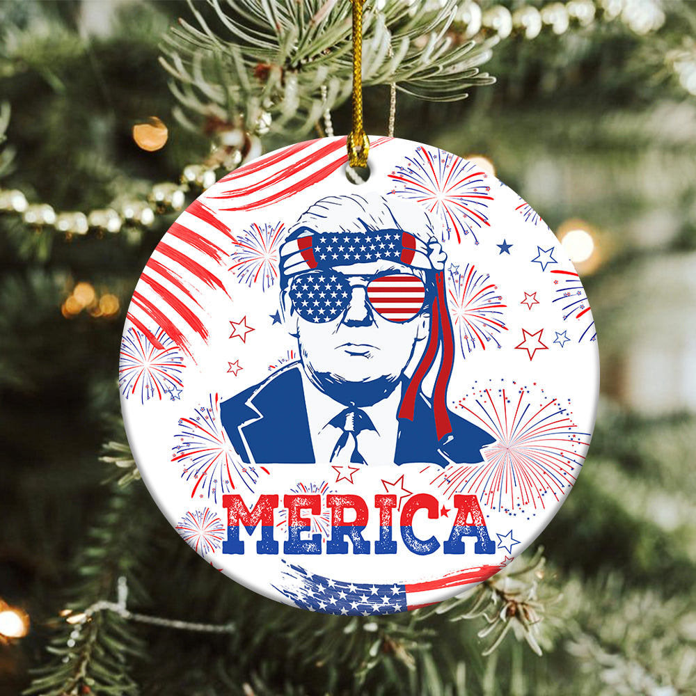 Personalized Independence Day American Trump Ceramic Ornament HO82 63246