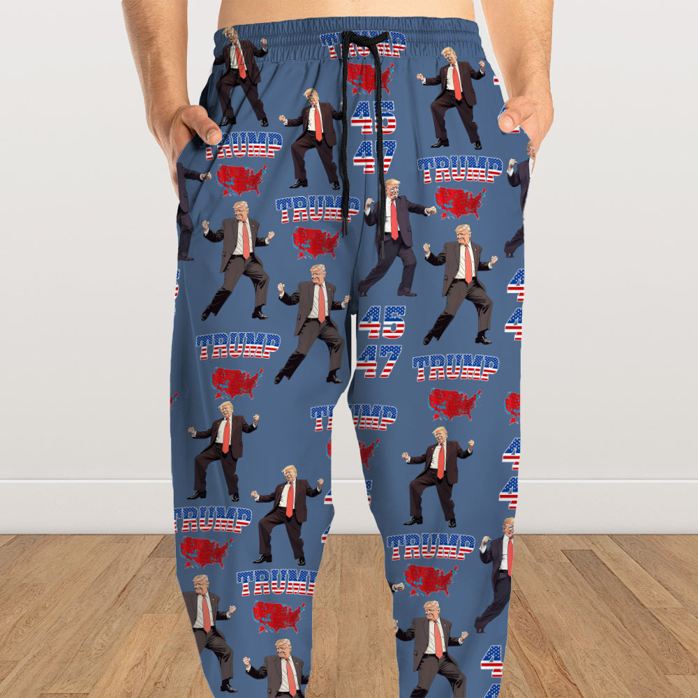 Trump 45 47 US Presidential Election 2024 Map Sweatpants Funny Trump Dance HA75 67056