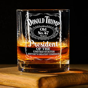 Donald Trump History’s Greatest Comeback President Of United States Old No. 47 Rock Glass HO82 65288