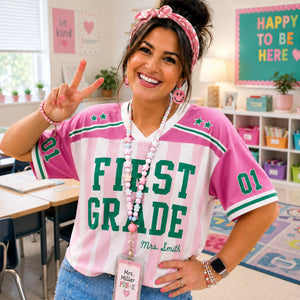 Personalized Teacher Jersey Shirt, Custom Name Number Football Jersey, Back To School Gift HA75 921872
