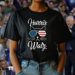 Harris Walz 2024, Kamala Harris Tim Waltz 2024, USA Flag Cat Dark Shirt HO82 65088