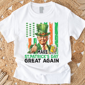 Donald Trump Beer Drinking Make St Patrick's Day Great Again Bright Shirt LM32 65137