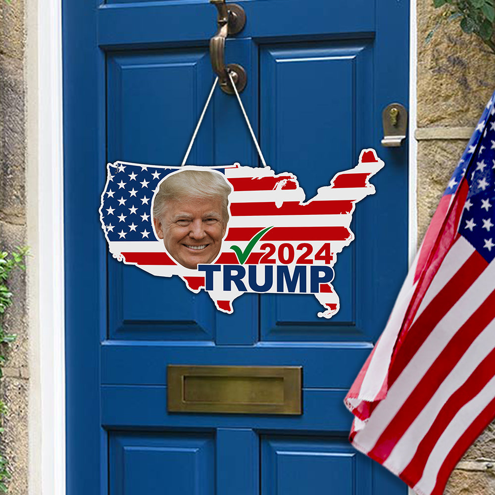 Trump 2024 With American Flag Shape Doorsign TH10 63335