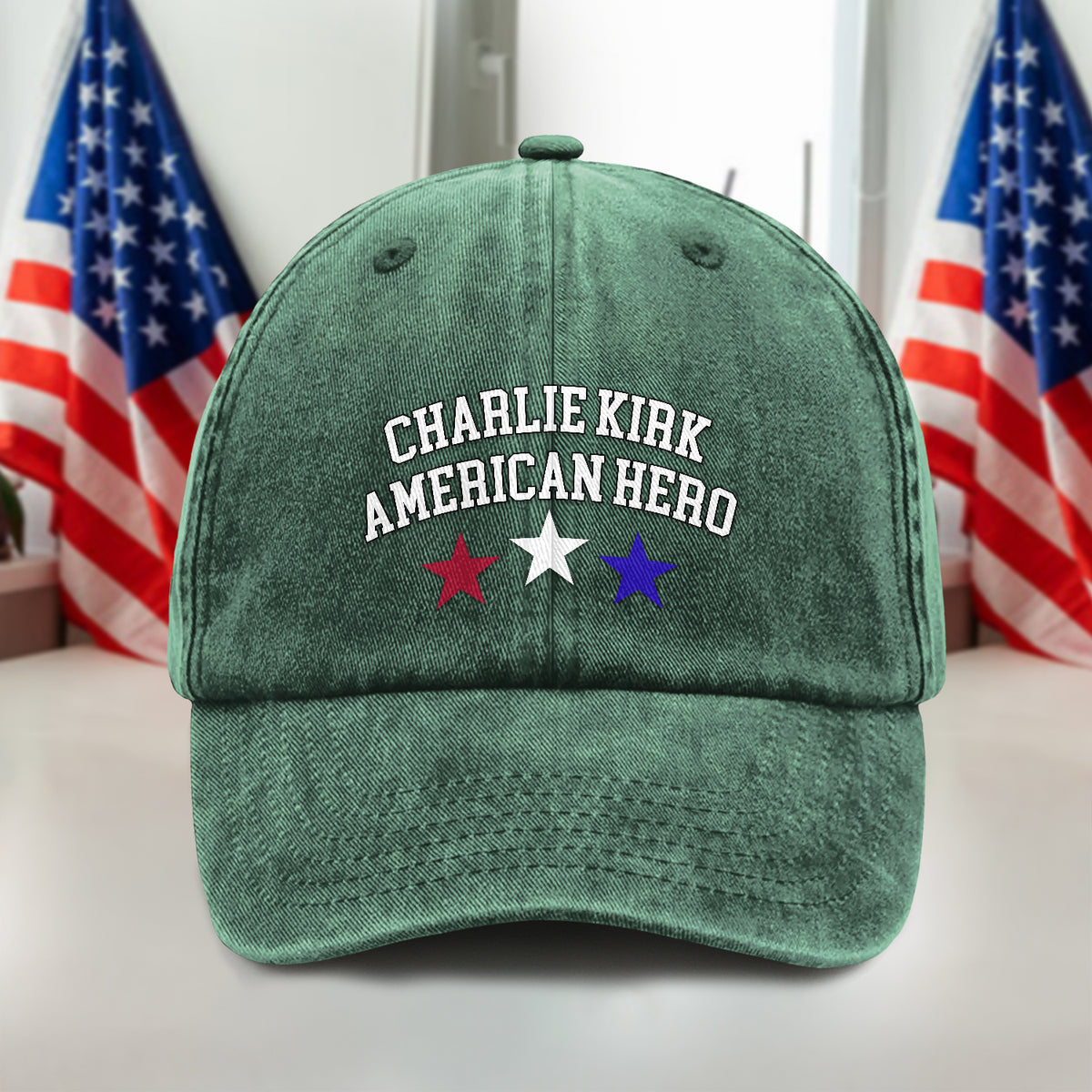 Justice For Charlie Kirk - American Hero Washed Denim Baseball Cap LM32 65665