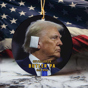 Personalized Trump 2024 Wearing Ear Bandages Ceramic Ornament HO82 63240