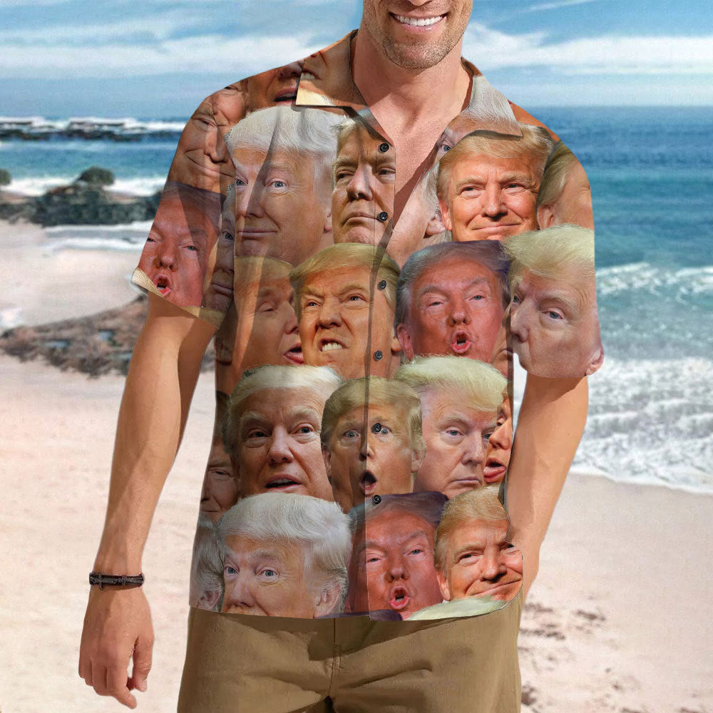 Custom Funny Donald Trump Face Hawaii Shirt N369 62478